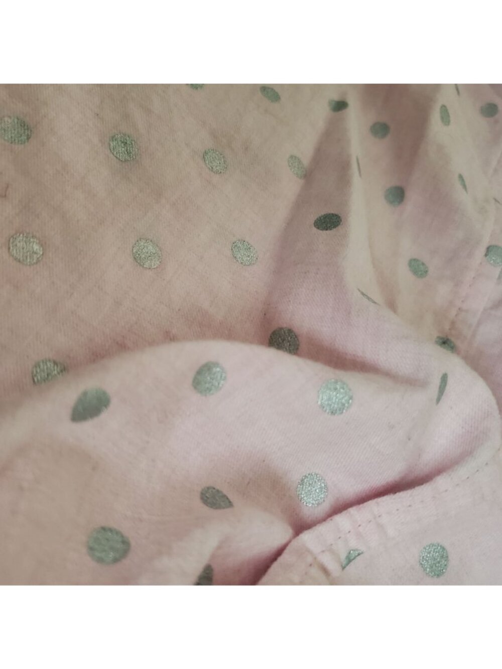 Talbots Women's Baby Pink Shimmer Foil Polka Dots Classic Button Down Shirt M - Picture 7 of 10